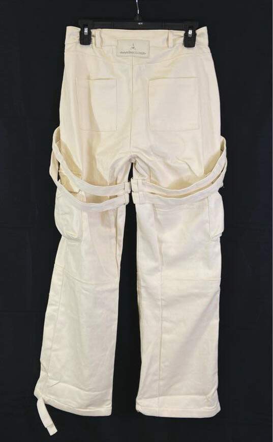 NWT Manière De Voir Womens Beige Cotton Denim Strap Straight Jeans Size 4 image number 2