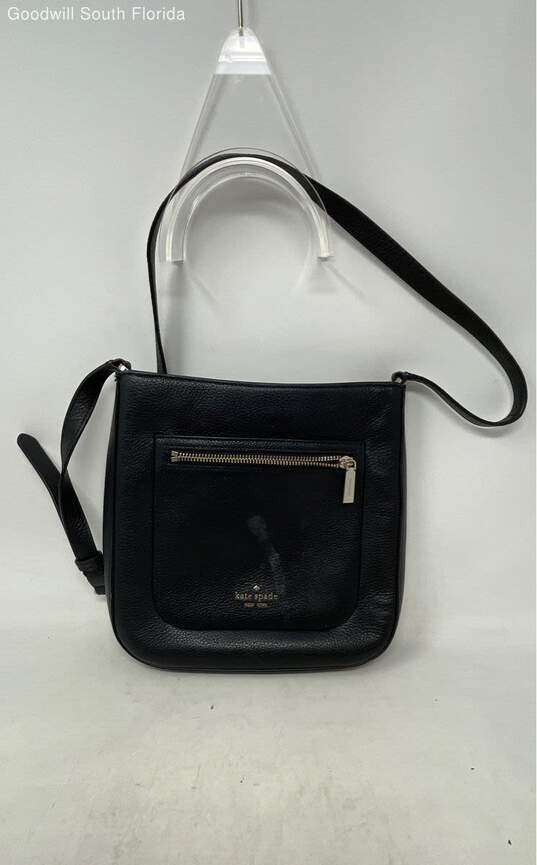 Kate Spade New York Womens Black Leather Outer Pocket Crossbody Bag image number 2