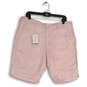 NWT Womens Pink Linen Flat Front Slash Pocket Chino Shorts Size 36 image number 1