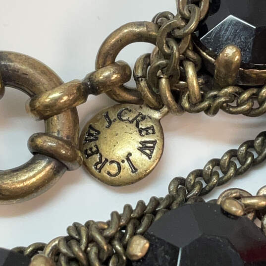 Designer J. Crew Gold-Tone Black Faceted Ring Clasp Link Chain Bracelet image number 4