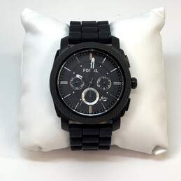 Designer Fossil FS4487IE Black Silicone Strap Machine Chronograph Wristwatch