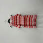 NWT Womens Red Striped Round Neck Cold Shoulder Back Zip Sheath Dress Sz 14 image number 2