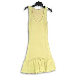 Rachel Roy Womens Yellow Mesh Sleeveless Scoop Neck Peplum Tank Dress Size S