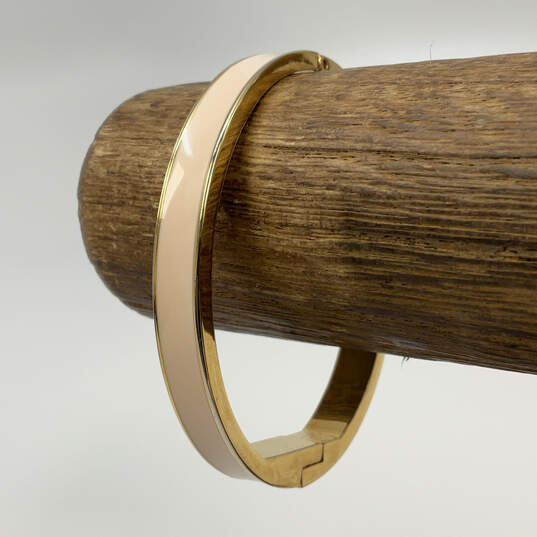 Designer Kate Spade Gold-Tone Round Hinged Bangle Bracelet w/ Dust Bag image number 1