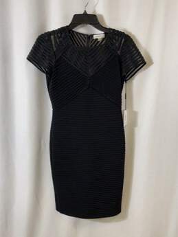 NWT Calvin Klein Womens Black Short Sleeve Back Zip Bodycon Dress Size 4P