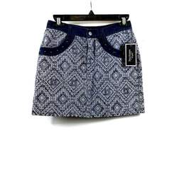 NWT Juicy Couture Black Label Womens Indigo Rio Jacquard Mini Skirt Size 0