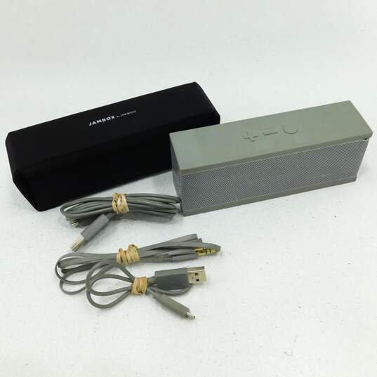 Jawbone Brand Jambox Mini Model Gray Portable Bluetooth Speaker w/ Accessories image number 1