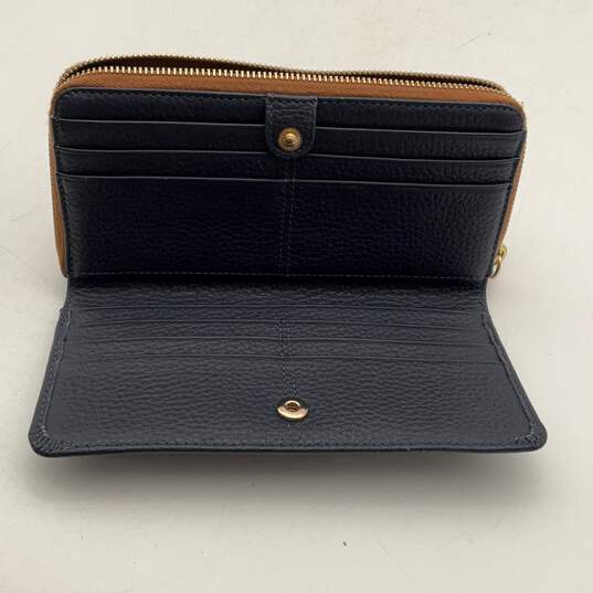 Dooney & Bourke Womens Blue Leather Inner Pocket Zip-Around Wallet image number 3