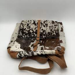Myra Bag Womens Backpack Adjustable Shoulder Strap Brown White Horse Fur