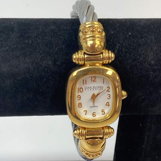 Designer Joan Rivers V377 Two-Tone Analog White Dial Quartz Wristwatch image number 1