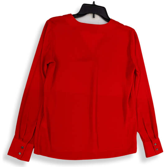 Womens Red Regular Fit V-Neck Long Sleeve Stretch Pullover Blouse Top Sz XS image number 2