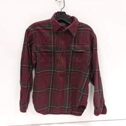 Lauren Ralph Lauren Women's 1/4-Zip Red/Green Flannel Shirt Size P/P