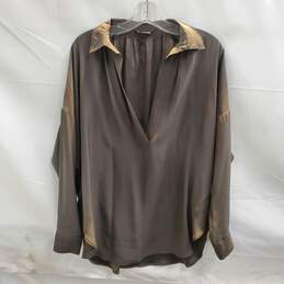 Vince Silk Pullover Long Sleeve Blouse Top Size M