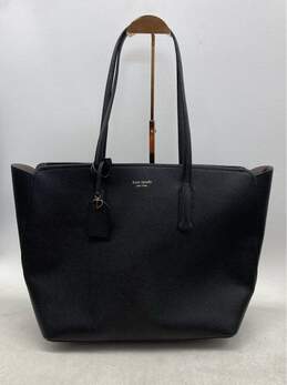 Kate Spade Black Pebbled Leather Tote Bag with Charm, Spacious & Elegant