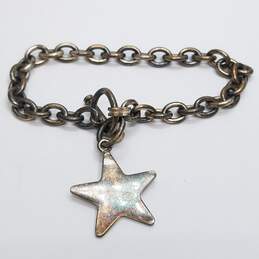 Sterling Silver Rolo Chain Star Tag Toggle 8" Bracelet 25.3g alternative image