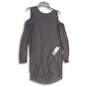 NWT Womens Black Cold Shoulder Sleeve Round Neck Mini Dress Size Medium image number 1