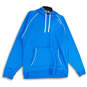 Womens Blue Long Sleeve Kangaroo Pockets Pullover Hoodie Size Large image number 1