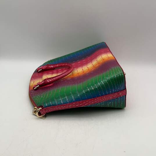 Brahmin Womens Rainbow Alligator Skin Texture Zipper Pocket Satchel Bag Purse image number 5