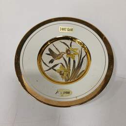 Chokin Bird & Flower 24k Gold Decorative Plate