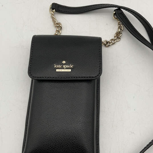 Womens Black Leather Cameron North South Classic Phone Crossbody Wallet image number 3