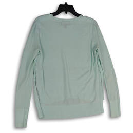 Womens Teal Round Neck Long Sleeve High Low Hem Pullover Sweater Size S alternative image