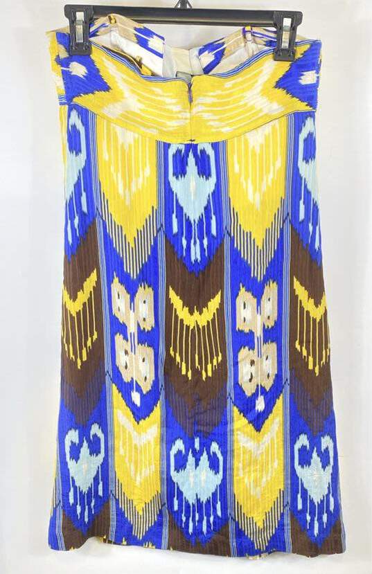 Tory Burch Womens Multicolor Ikat Print Silk Strapless Front Knot Sundress Sz 4 image number 2