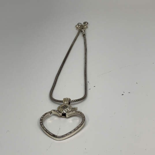 Designer Brighton Silver-Tone Adjustable Chain Heart Pendant Necklace image number 3