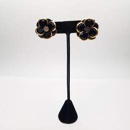 Swarovski Gold Tone Crystal Flower Design Clip - On Earring 23.2g