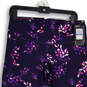 NWT Navy Purple Floral Elastic Waist High Rise Compression Leggings Size XL image number 4