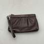 Coach Womens Gray Leather Pleated Inner Pocket Credit Card Slot Wristlet Wallet image number 1