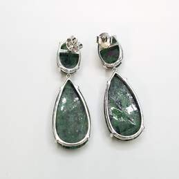 JCL Sterling Silver Green Gemstone Dangle Post Earrings 16.1g alternative image