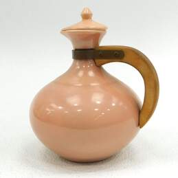 Vintage Bauer Pottery Pink Carafe Pitcher California Wood Handle & Lid alternative image