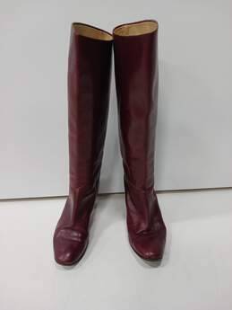 Vero Cuoio Women's Burgundy Leather Riding Boots Size 41