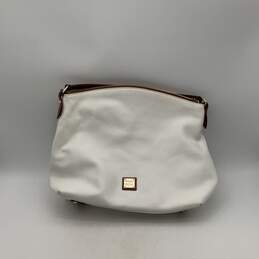 NWT Dooney & Bourke Womens White Leather Zipper Top Handle Handbag Purse