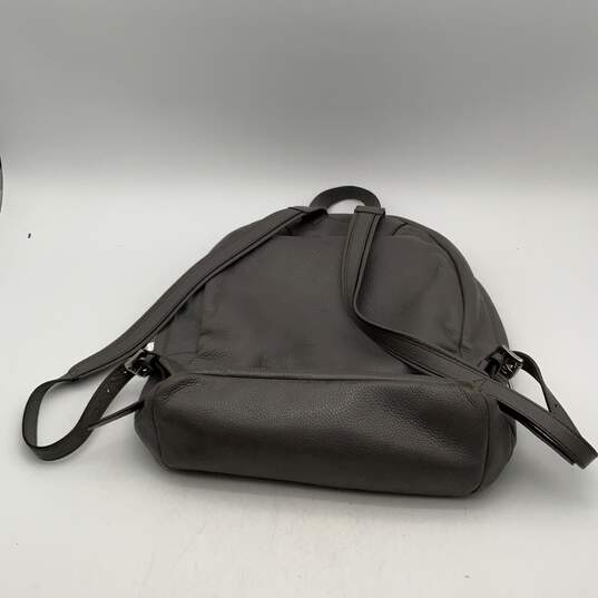 Michael Kors Womens Gray Leather Adjustable Shoulder Strap Zipper Backpack image number 2