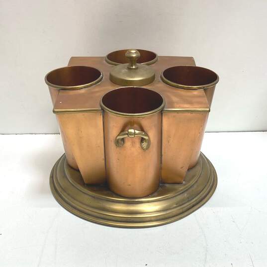 Vintage, Wine Bottle Chiller Copper with Brass Base Art Deco Barware Home Décor image number 4