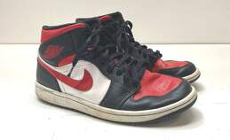 Nike Air Jordan 1 Mid Bred Toe White, Black, Red Sneakers 554724-079 Size 8.5