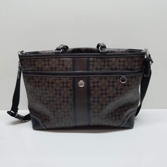 COACH Gallery Tote Bag With Coach Heritage in Black