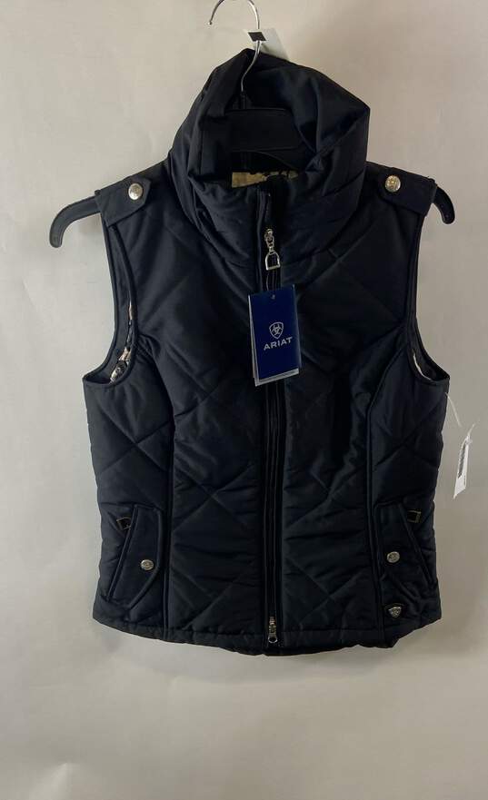 NWT Ariat Womens Black Pockets Sleeveless Full-Zip Quilted Puffer Vest Size XS image number 1