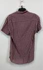 Armani Exchange Mens Red Cotton Plaid Slim Fit Short Sleeve Button Up Shirt Sz M image number 2