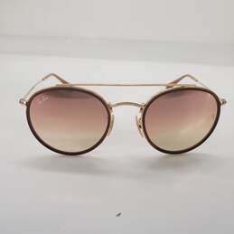 Ray-Ban Round Double Rim Gold Tone Frame Brown Mirror Lens Sunglasses RB364