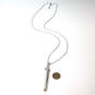 Designer Stella & Dot Silver-Tone Link Chain Plain Bar Pendant Necklace image number 3