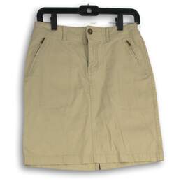 Eddie Bauer Womens Tan Khaki Zipper Pocket Straight & Pencil Skirt Size 4
