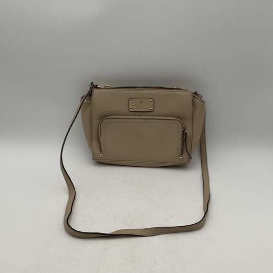 Kate Spade Womens Tan Leather Adjustable Strap Zipper Pocket Crossbody Bag Purse image number 1