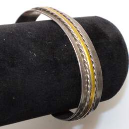 Taxco Sterling Silver & Brass Cuff Bracelet