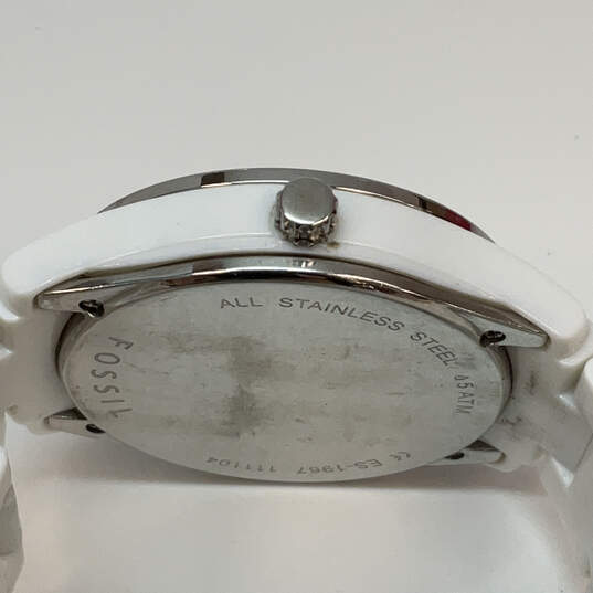 Designer Fossil ES-1967 White Strap Chronograph Date Analog Wristwatch image number 5