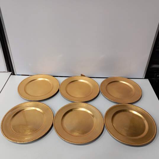 Gold Tone Bead Plate Chargers 6pc Lot image number 2