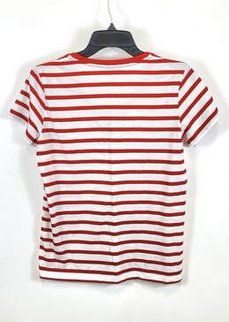 Polo Ralph Lauren Womens White Red Cotton Striped V-Neck Pullover T-Shirt Size M alternative image