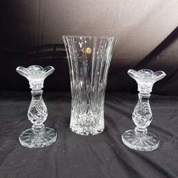 Royal Crystal Rock Vase w/2 Matching Candle Sticks