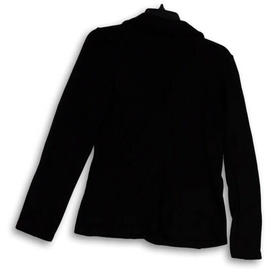 Womens Black Notch Lapel Long Sleeve Single Breasted Three Button Blazer M image number 2